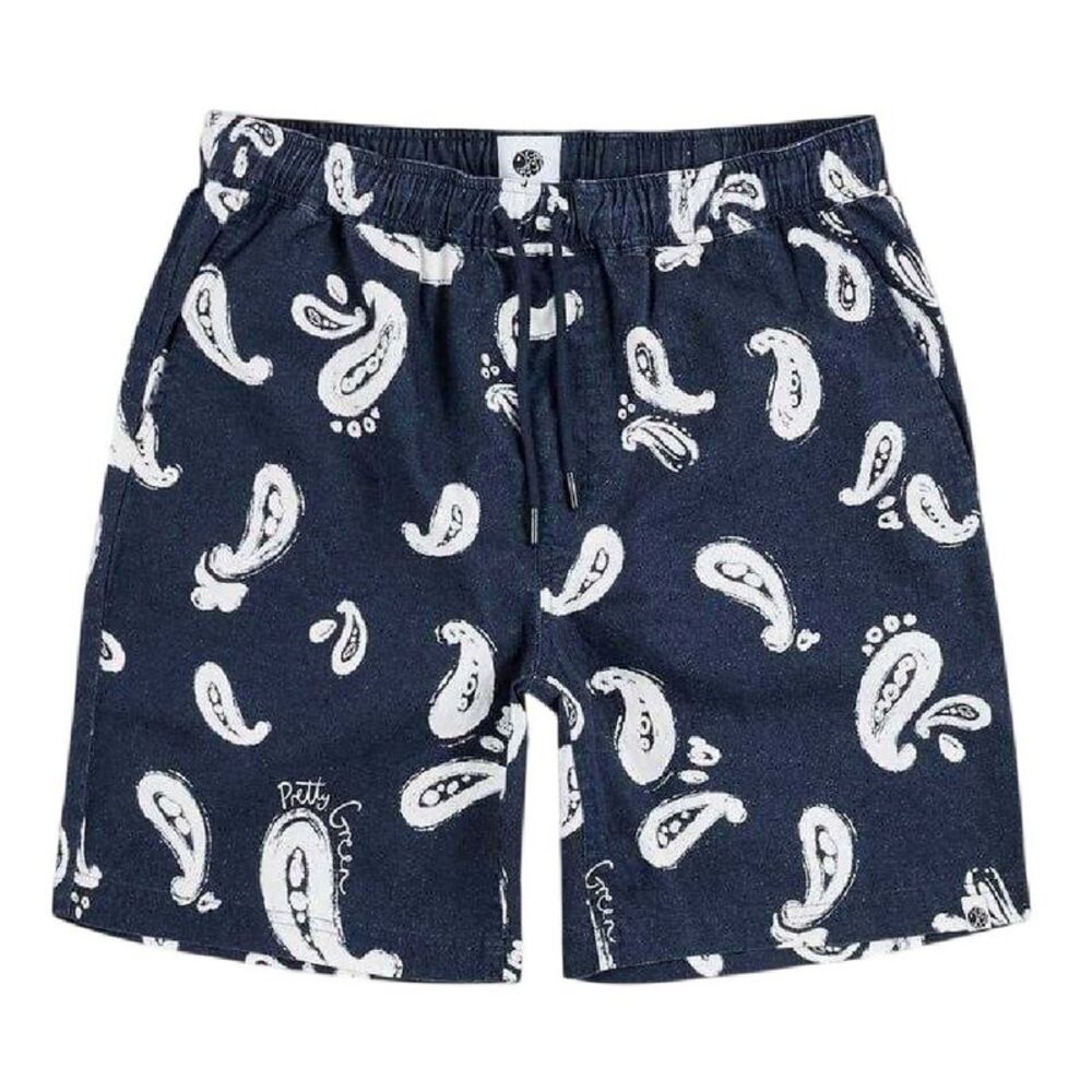 Pretty Green Mens Widnes Paisley Chino Shorts / Navy